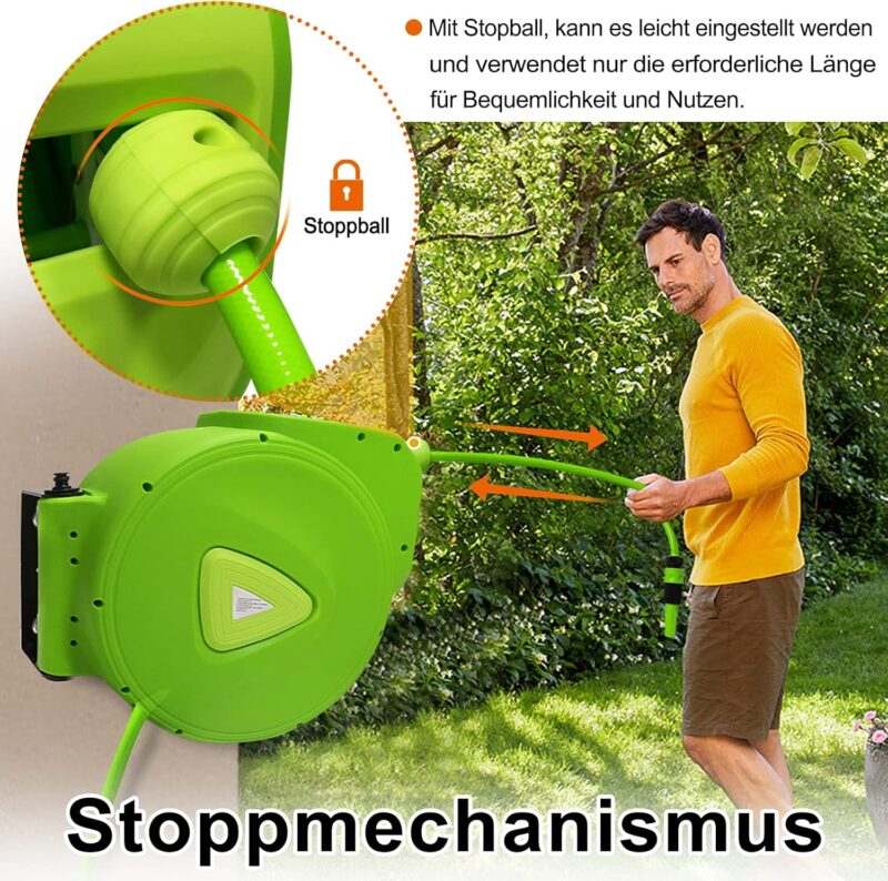 HENGMEI Schlauchtrommel Mobile mit 20+2m Schlauch | Automatischer Schlauchbox 180° schwenkbar – Bild 4
