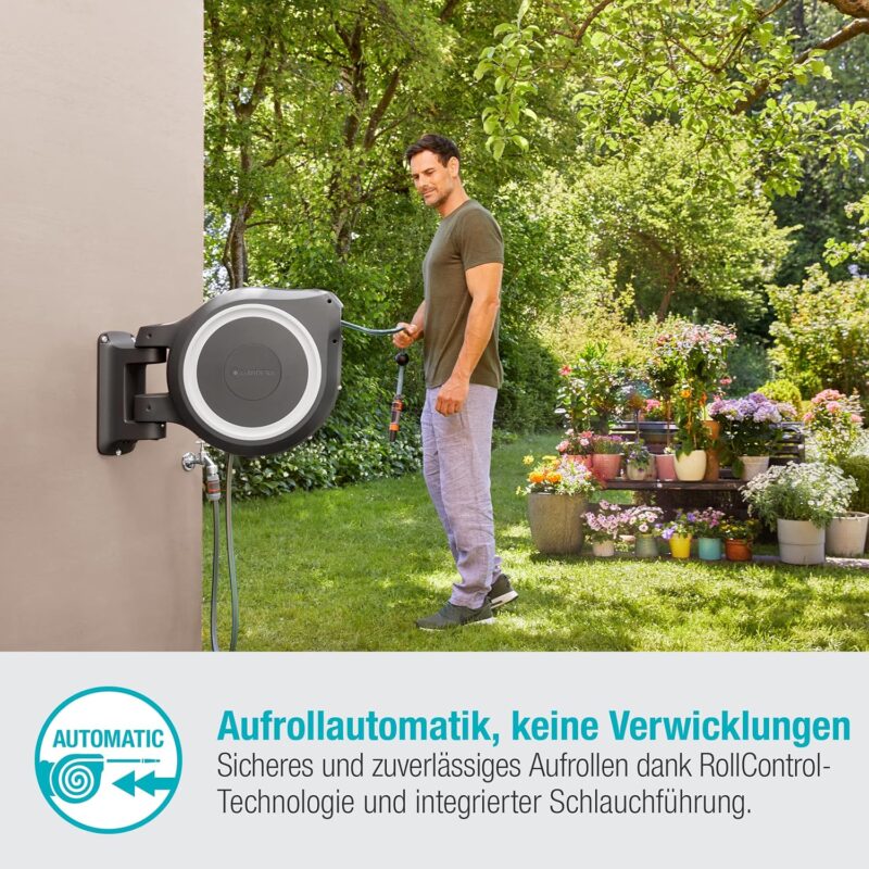 Gardena Wand-Schlauchbox RollUp XL (weiß), inkl. 35 m Gardena Qualitätsschlauch – Bild 3