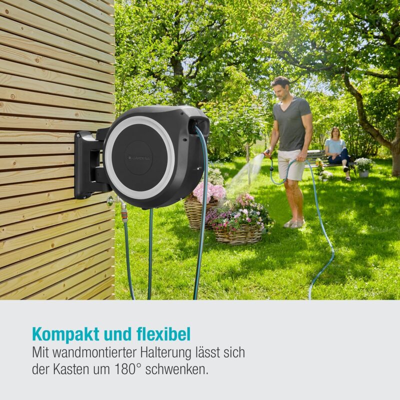 Gardena Wand-Schlauchbox RollUp XL (weiß), inkl. 35 m Gardena Qualitätsschlauch – Bild 2